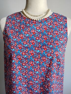 J. Crew Liberty Art Fabric Betsy Ann Blouse Red Blue Floral Cottagecore Size